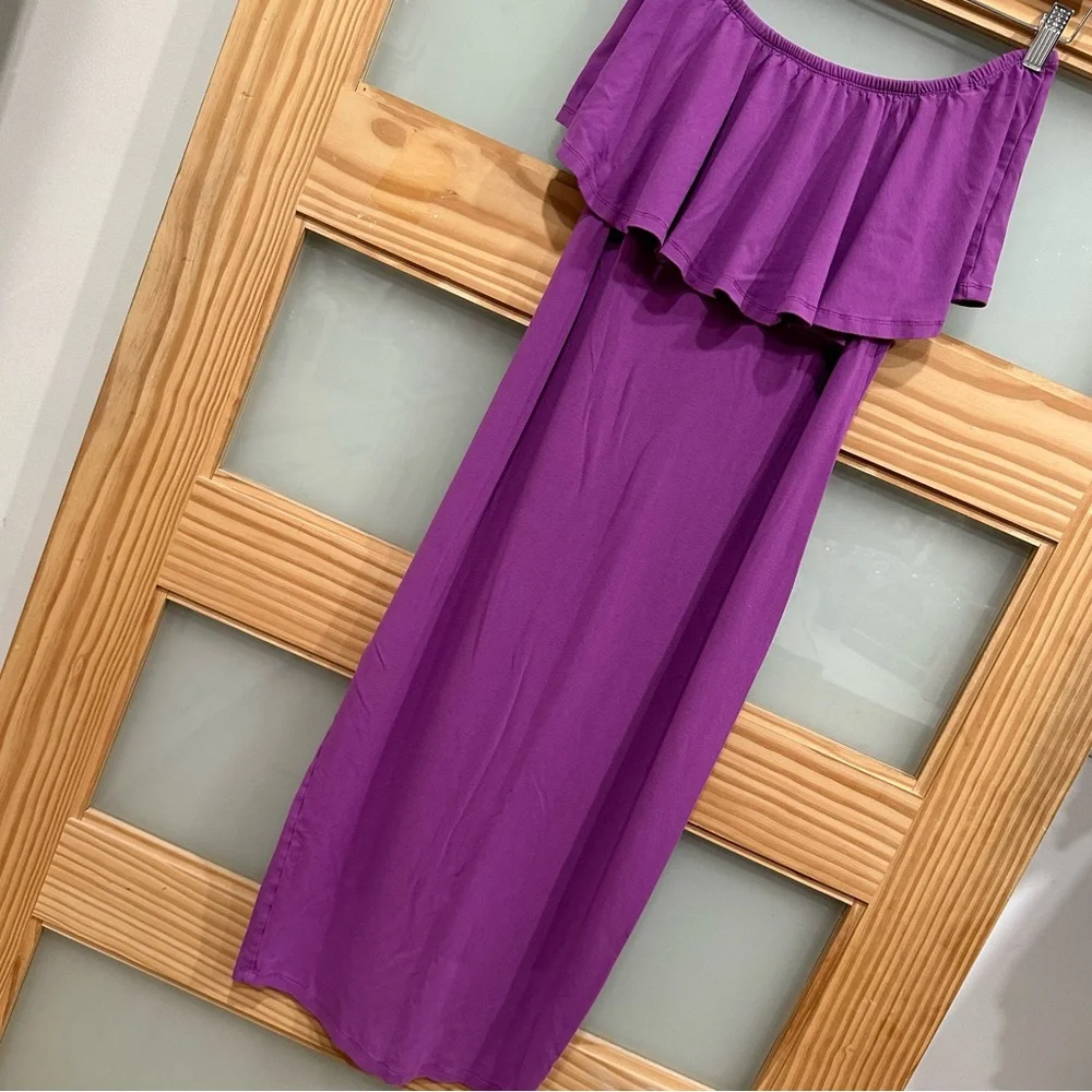ASOS Ruffle Off Shoulder Midi Dress - Picture 2 of 7
